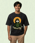 Ownfit Acid Washed Oversized Tee Black : Chill Cat