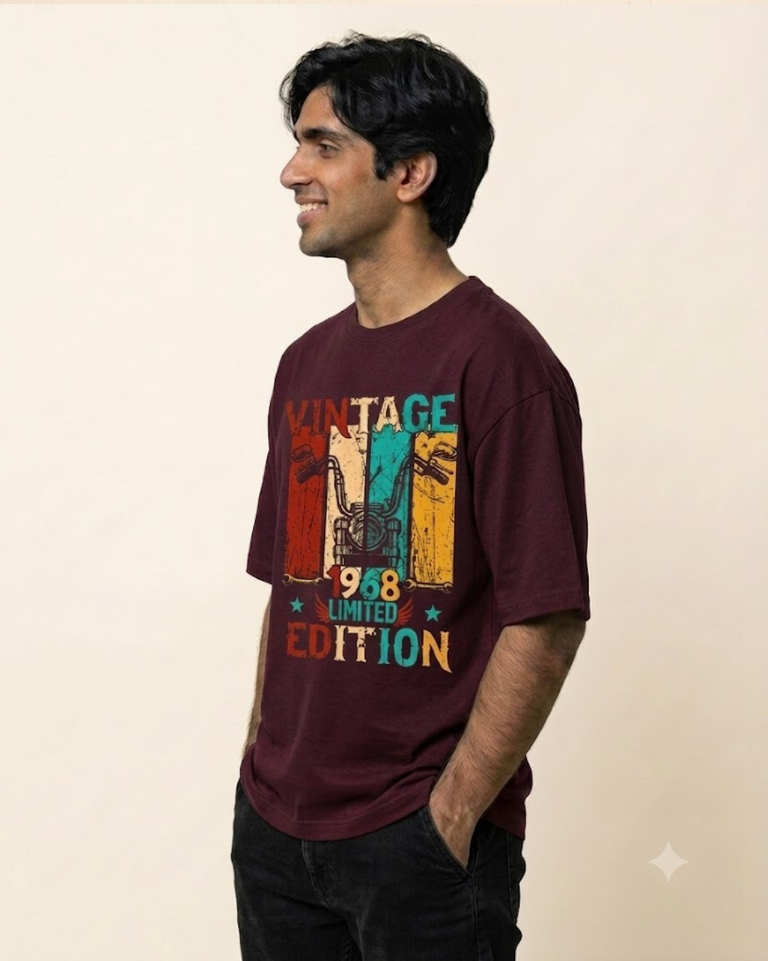 Ownfit Aesthetic Oversized Tee Maroon : Vintage Edition