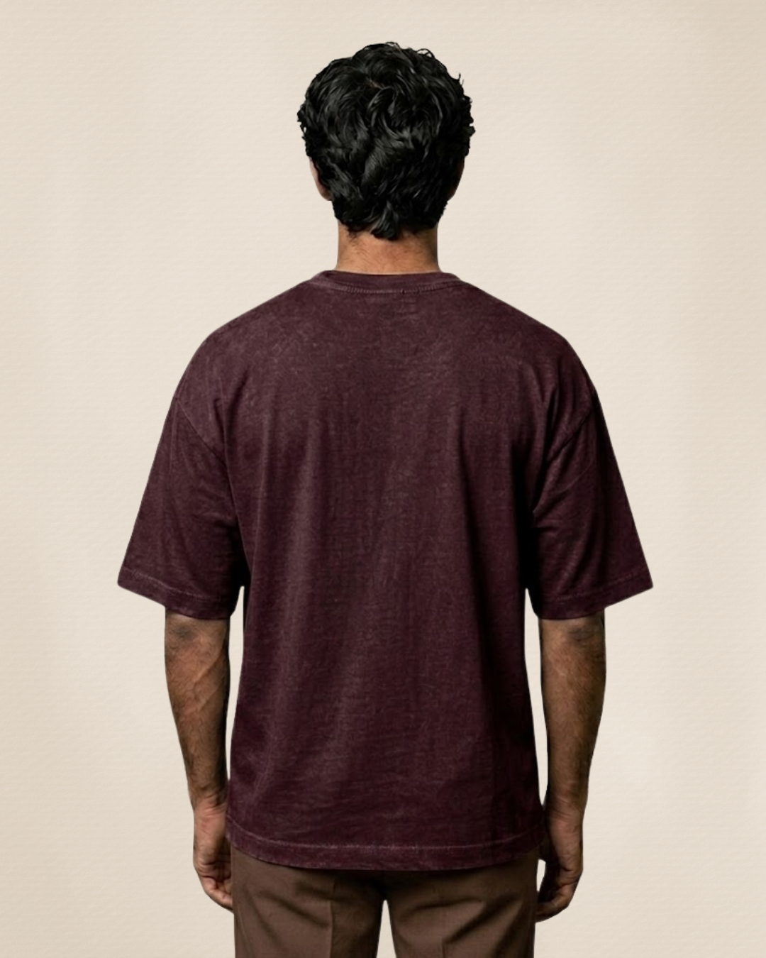 Ownfit Acid Washed Oversized Tee Maroon : Chill Cat