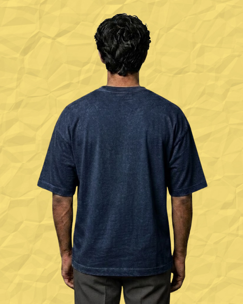 Ownfit Acid Washed Oversized Tee Navy Blue : Chill Cat