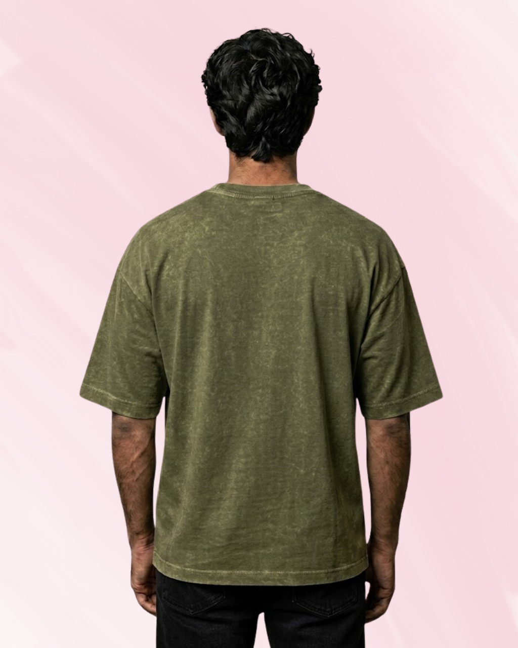 Ownfit Acid Washed Oversized Tee Olive Green : Chill Cat