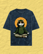 Ownfit Acid Washed Oversized Tee Navy Blue : Chill Cat