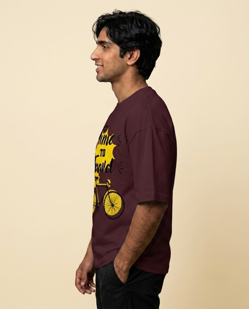 Ownfit Travel Oversized T-Shirt Maroon: Time To Travel