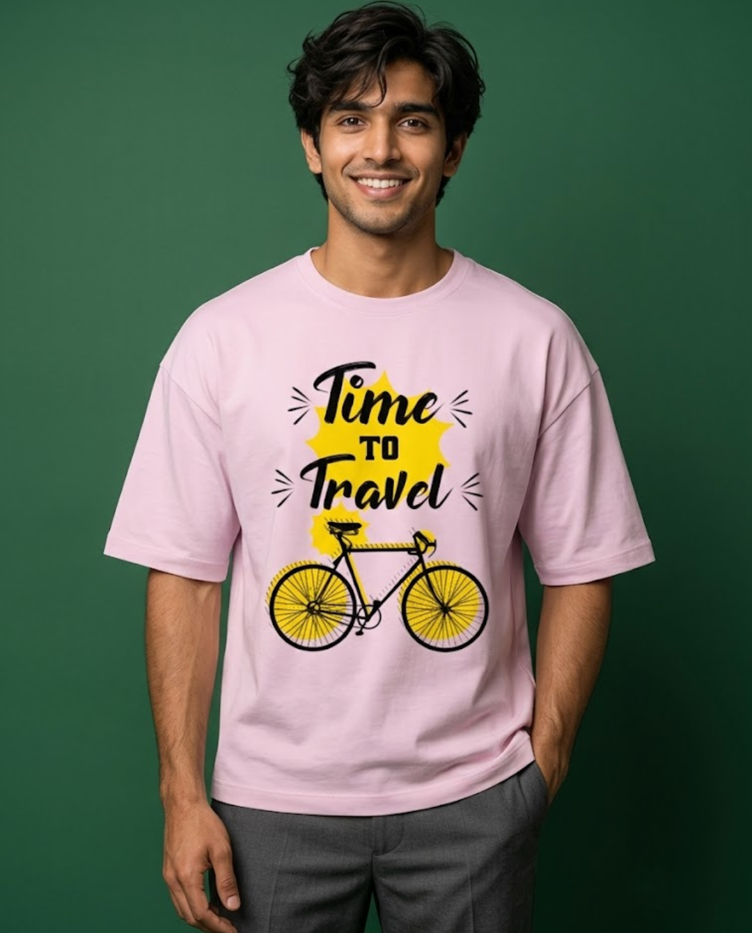 Ownfit Travel Oversized T-Shirt Light Baby Pink: Time To Travel