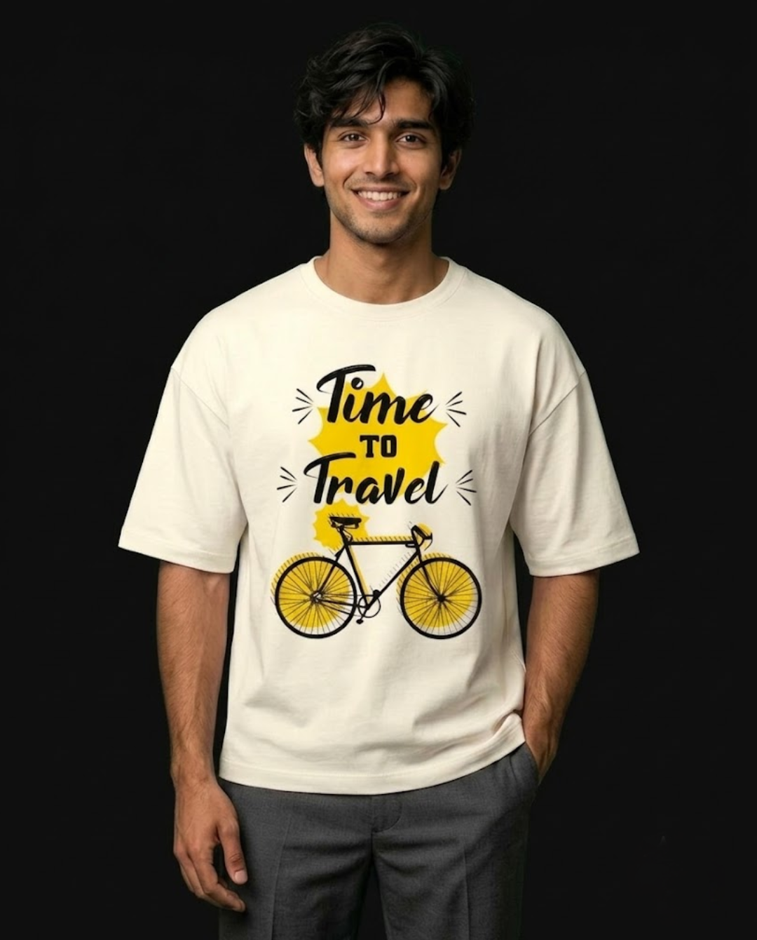 Ownfit Travel Oversized T-Shirt Off White: Time To Travel
